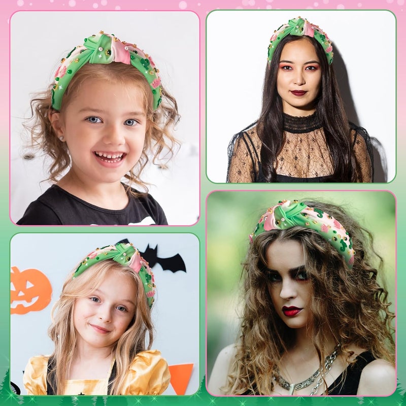 PANTIDE Witch Musical Jeweled Knotted Headband - Witch Musical Fan Gift Glitter Pink Crown Green Boots Rhinestone Crystal Embellished Headband Fashion Accessories Birthday for Women Girl (Crown Boots) - Image 5